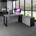 Ver imagem 1 de Mesa Industrial 1,50m C/ Armário e Cx de Tomadas Pé Metal F5