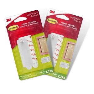 Kit com 2 Gancho para Quadros Command Branco Grande Ate 2,3kg 3m