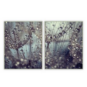 kit com 2 Quadros Decorativos Florais com Moldura e Vidro para Sala Quarto Escritório e Clínica 62x7