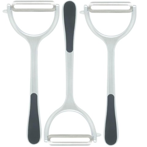 Kit 3 Descascadores de Legumes Manual Inox Wolff 18cm Antiderrapante Chef Pro