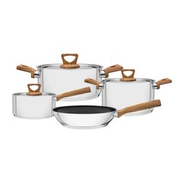 Jogo de Panelas Tramontina Brava Antiaderente em Aço Inox com Fundo Triplo Cabos e Alças com Acabame - 1