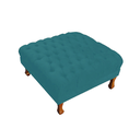 Ver imagem 1 de Puff Banco Retrô Luis Xv Capitonê 40 x 70 x 70cm Quarto Closet Suede Azul Turquesa - LM DECOR