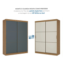 Ver imagem 5 de Guarda-Roupa Casal 2 Portas de Correr 2 Gavetas Reversível 170cm Glass Comfort Yescasa Capuccino/Off White