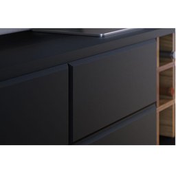 Rack Bancada Noronha 1.8 com Painel para Tv Suspenso Extensivo Leme Preto Acetinado Noce Milano - Co - 5