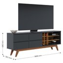 Ver imagem 3 de Rack Bancada Noronha 1.8 com Painel para Tv Suspenso Extensivo Leme Preto Acetinado Noce Milano - Co