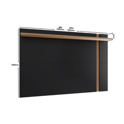 Rack Bancada Noronha 1.8 com Painel para Tv Suspenso Extensivo Leme Preto Acetinado Noce Milano - Co - 8