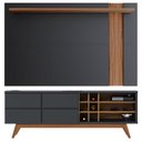 Ver imagem 1 de Rack Bancada Noronha 1.8 com Painel para Tv Suspenso Extensivo Leme Preto Acetinado Noce Milano - Co