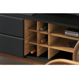 Rack Bancada Noronha 1.8 com Painel para Tv Suspenso Extensivo Leme Preto Acetinado Noce Milano - Co - 4