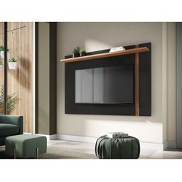 Rack Bancada Noronha 1.8 com Painel para Tv Suspenso Extensivo Leme Preto Acetinado Noce Milano - Co - 10