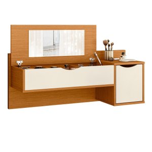 Penteadeira Suspensa Camarim com Espelho Blush Escrivaninha Maquiagem Premium Cor Cinamomo/off White