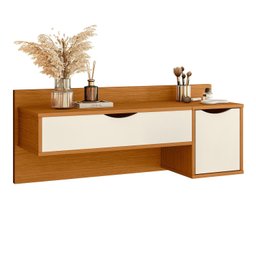 Penteadeira Suspensa Camarim com Espelho Blush Escrivaninha Maquiagem Premium Cor Cinamomo/off White - 4