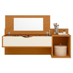 Penteadeira Suspensa Camarim com Espelho Blush Escrivaninha Maquiagem Premium Cor Cinamomo/off White - 9