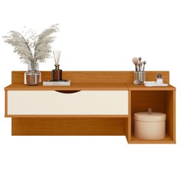 Penteadeira Suspensa Camarim com Espelho Blush Escrivaninha Maquiagem Premium Cor Cinamomo/off White - 7