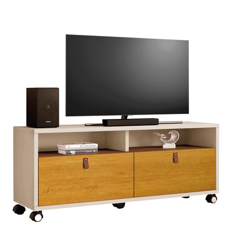 Rack para TV até 55 Polegadas 145cm 2 Gavetas Pequim Off White/Naturale Sala