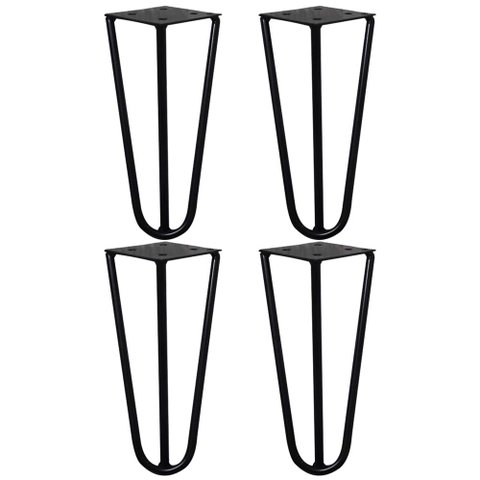 Kit 4 Pés de Metal 15 CM Hairpin Legs Mesas de Centro Puffs Preto