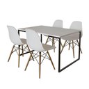 Ver imagem 6 de Mesa Industrial Base De Ferro Preto Tampo 137X90 Branco 4 Cadeiras Madeira Assento Branco Branco