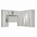 Ver imagem 2 de Guarda Roupa Casal Modulado 4 Peças 12 Portas 5 Gavetas com Espelho e Cabeceira 100% MDF Smart Branco