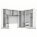 Ver imagem 4 de Guarda Roupa Casal Modulado 4 Peças 12 Portas 5 Gavetas com Espelho e Cabeceira 100% MDF Smart Branco