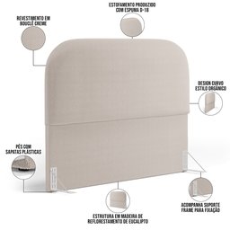 Cabeceira Cama Box Queen 160cm Orgânica Lanna W01 Bouclê Creme - Lyam Decor - 4