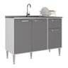 Balcão de Cozinha Gabinete Pia 105cm 3 Portas 1 Gaveta Siena Multimóveis Mp2190 Branco/lacca Fumê - 2
