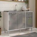 Ver imagem 1 de Balcão de Cozinha Gabinete Pia 105cm 3 Portas 1 Gaveta Siena Multimóveis Mp2190 Branco/lacca Fumê