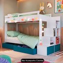 Ver imagem 2 de Beliche Infantil com Escada e 4 Gavetas Infix C06 Branco/azul - Mpozenato