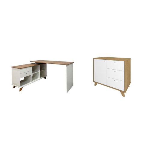 Conjunto Home Office: Escrivaninha 5946 + Balcão 6217