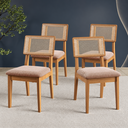 Ver imagem 1 de Kit Conjunto 4 Cadeiras Assento Estofado Encosto Tela 100% MDF Freijó/Taupe