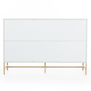 Ver imagem 4 de Cômoda Square para Quarto Grande 6 Gavetas Pés de Metal 138cm Off White Dourado Casavee