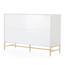Ver imagem 5 de Cômoda Square para Quarto Grande 6 Gavetas Pés de Metal 138cm Off White Dourado Casavee