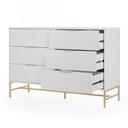 Ver imagem 3 de Cômoda Square para Quarto Grande 6 Gavetas Pés de Metal 138cm Off White Dourado Casavee