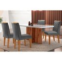 Ver imagem 1 de Conjunto: Mesa Sala Jantar Berlim C/ Tampo Madeirado C/ Vidro Canto Curvo 120x80cm e 4 Cadeiras