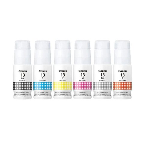 Kit 6 Cores Tinta Canon Gi-13 Gi13 Original para Impressora Mega Tank G510 G610 G-510 G-610 6x60ml
