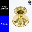 Ver imagem 2 de Castiçal Dourado de Latão Suporte 1 Vela Igreja Comum 6cm