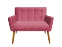 Ver imagem 1 de Namoradeira Decorativa Onix Suede Rosa 2 Lugares Pés Madeira Mz Decor