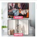 Ver imagem 4 de Arara Cabideiro Chao 9 Ganchos Mancebo Desmontavel Porta Roupas Bolsas Casa:Preto/U