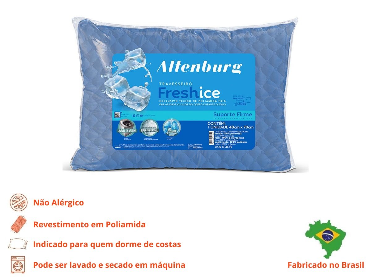 Travesseiro 100% algodão Cotton Plus 50cmX70cm Suporte Firme - Shop VR