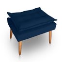 Ver imagem 4 de Kit 02 Puff para Sala e Quarto Madeira Decorativo Opala Suede Azul Marinho