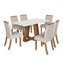 Ver imagem 2 de Mesa de Jantar 6 Lugares Sales com Vidro Nature/off White/linho - Pnr Móveis
