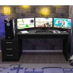 Kit 2 Peças Mesa Escrivaninha Gamer e Estante 5 Prateleiras - 8