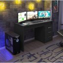Ver imagem 7 de Conjunto 2 Peças Mesa Escrivaninha Gamer e Estante 5 Prateleiras Preto
