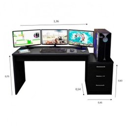 Kit 2 Peças Mesa Escrivaninha Gamer e Estante 5 Prateleiras - 2
