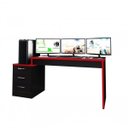 Ver imagem 4 de Conjunto 2 Peças Mesa Escrivaninha Gamer e Estante 5 Prateleiras Preto
