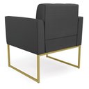 Ver imagem 4 de Kit 1 Sofá Namoradeira e 2 Poltronas Elisa Corino Preto Base Metálica Industrial Dourado - D'Rossi