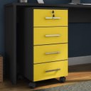 Ver imagem 7 de Conjunto Home Office 3 Peças Mesa Gamer, Gaveteiro e Estante Móveis Leão amarelo, preto