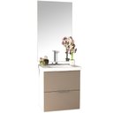 Ver imagem 1 de Conjunto Banheiro Gabinete 60cm Com Lavatório E Espelho Pietra B06 Gianduia Brilho - Lyam Decor