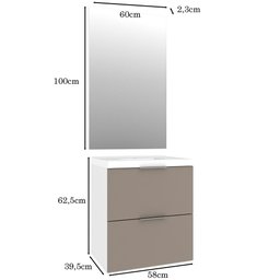 Conjunto Banheiro Gabinete 60cm Com Lavatório E Espelho Pietra B06 Gianduia Brilho - Lyam Decor - 6