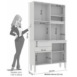 Kit Cozinha Dubai 5 Portas 2 Gavetas Nicho Sallêto - 4