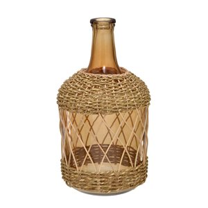 Garrafa Porta Rolha Decor em Vidro na Cor Marrom 37cm