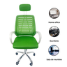 Kit 10 Cadeiras Escritório Diretor Oficial Tela Mesh Apoio Nuca Verde Branco + E-book - 4